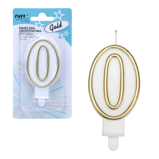 Świeczka urodzinowa GOLD Cyferka 0 62063