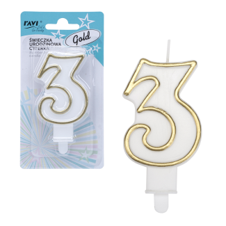Świeczka urodzinowa GOLD Cyferka 3 62066