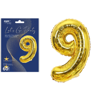 LGP Balon foliowy 60 cm CYFRA 9, 22134 złoty