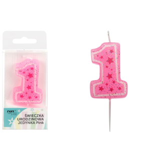 Świeczka urodzinowa JEDYNKA 52048 Pink