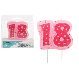 Świeczka urodzinowa OSIEMNASTKA 52051 Pink