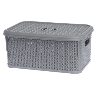 Koszyk prostokątny z pokrywą WILLOW 6l 22799 szary jasny