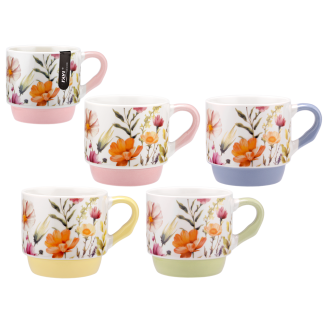 Kubek PASTEL FLOWER 300ml z porcelany New Bone 81498