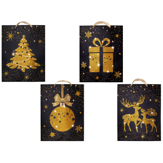 Torebka prezentowa świąteczna z brokatem 330x430x100mm 10364