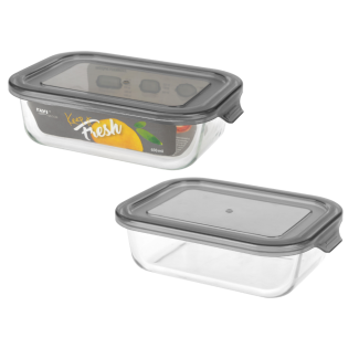 KEEP IT FRESH Pojemnik ze szkła żaroodpornego 650ml (prostokątny) 51476 wz. GREY