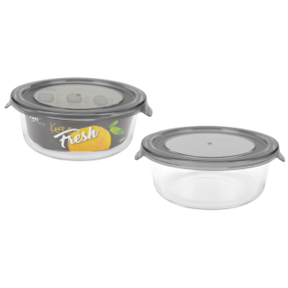 KEEP IT FRESH Pojemnik ze szkła żaroodpornego 650ml (okrągły) 51481 wz. GREY