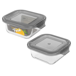 KEEP IT FRESH Pojemnik ze szkła żaroodpornego 320ml (kwadratowy) 61402 wz. GREY