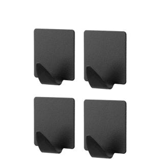 Komplet wieszaków samoprzylepnych kwadratowych NIKO BLACK 4 sztuki 25124