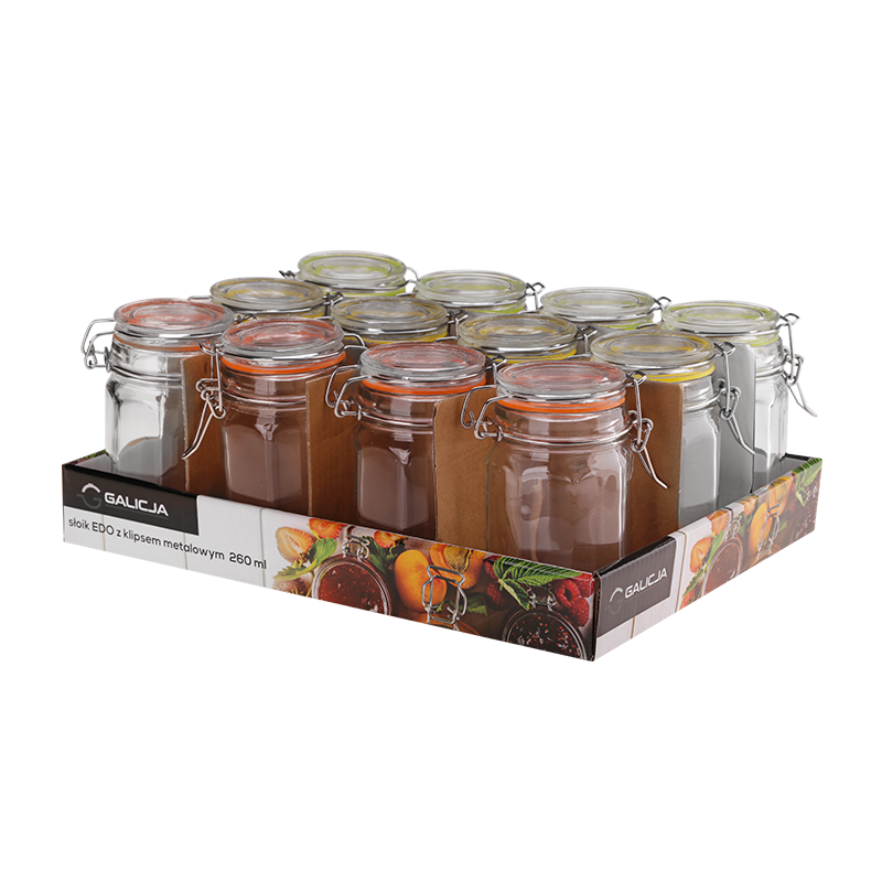 Słoik z klipsem metalowym EDO 260ml 35570 (display 12 sztuk)