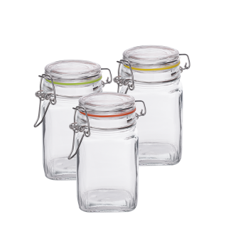 Słoik kwadratowy z klipsem metalowym EDO 260ml 35587 (display 12 sztuk)