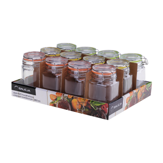 Słoik kwadratowy z klipsem metalowym EDO 260ml 35587 (display 12 sztuk)