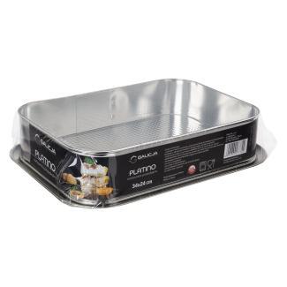 Tortownica fakturowana prostokątna PLATINO 34x24cm 27774