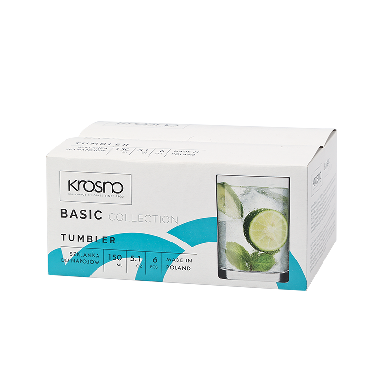 Komplet szklanek BASIC GŁADKA 150ml 6 sztuk