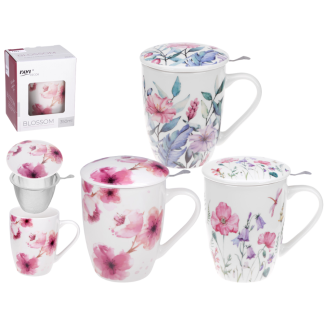 Kubek z zaparzaczem BLOSSOM 350 ml z porcelany New Bone 71417