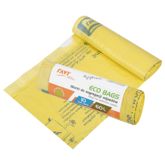 Worki Eco Bags z taśmą 60L, 10 szt. żółte (plastik) 00788