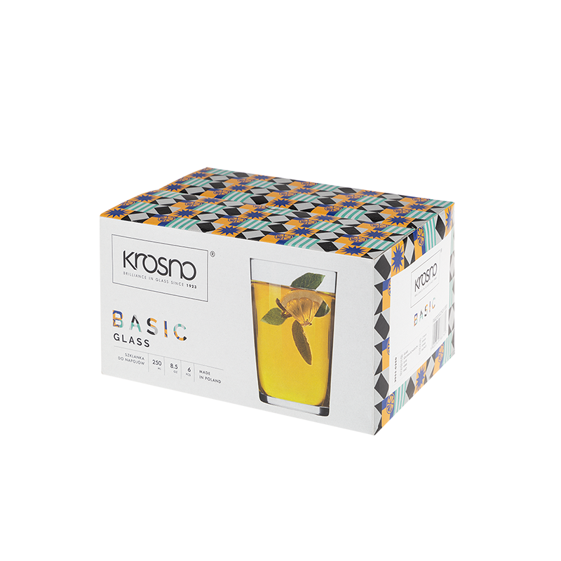 Komplet szklanek BASIC SKOŚNA 280ml 6 sztuk