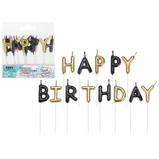 Świeczki urodzinowe LITERKI BLACK AND GOLD 72048