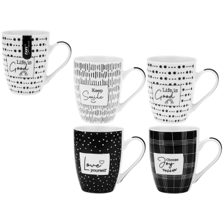 Kubek NAPISY 340ml z porcelany New Bone 81499