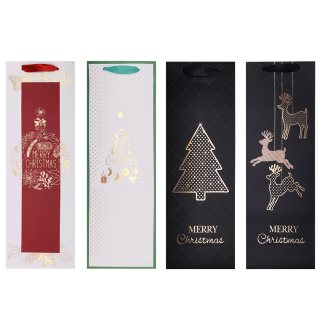 Torebka prezentowa świąteczna na butelkę  120x360x85mm 10358