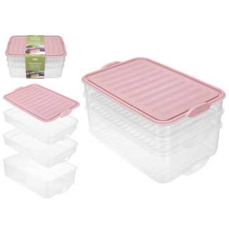 Pojemnik warstwowy na sery, wędliny, warzywa do lodówki 2x0,75L / 1x1,60L 70216