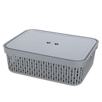 Koszyk z pokrywą Lidia XL 39x30x13cm 46453 szary