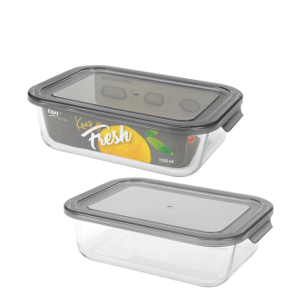 KEEP IT FRESH Pojemnik ze szkła żaroodpornego 1500ml (prostokątny) 51478 wz. GREY