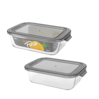 KEEP IT FRESH Pojemnik ze szkła żaroodpornego 1000ml (prostokątny) 51477 wz. GREY