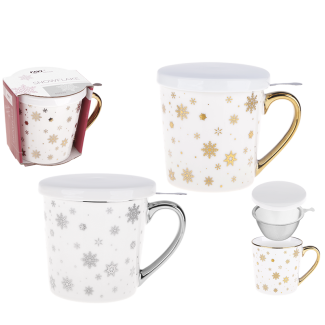 Kubek z zaparzaczem SNOWFLAKE 400 ml z porcelany New Bone 81444