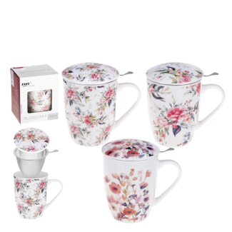 Kubek z zaparzaczem BLOSSOM II 350 ml z porcelany New Bone 81442