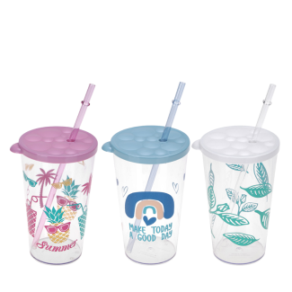 Kubek ze słomką wielokrotnego użytku 700ml 70225
