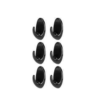 Komplet wieszaków samoprzylepnych plastikowych NIKO 6 sztuk 26257 czarny