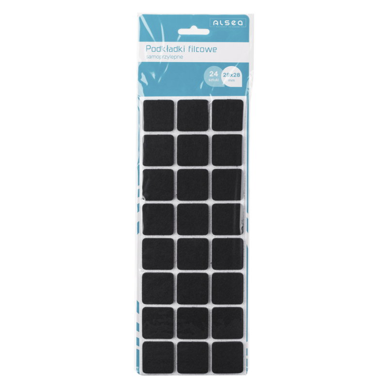 Podkładki filcowe kwadratowe 28x28mm 24 sztuki 29935 czarny