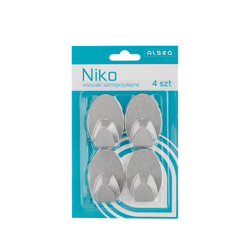 Komplet wieszaków samoprzylepnych owalnych NIKO 4 sztuki 6468