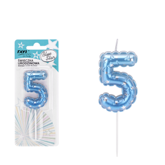 Świeczka urodzinowa BLUE STAR Cyferka 5 72039