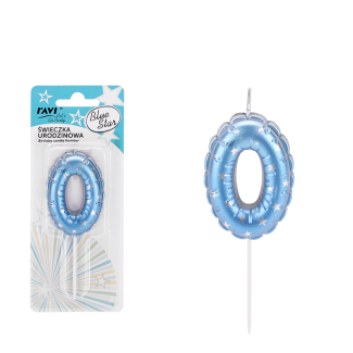 Świeczka urodzinowa BLUE STAR Cyferka 0 72034