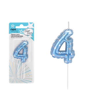 Świeczka urodzinowa BLUE STAR Cyferka 4 72038