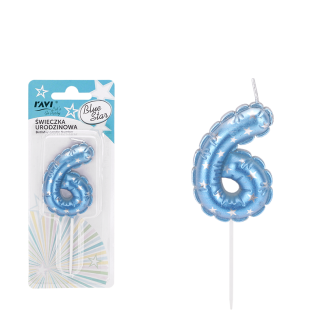 Świeczka urodzinowa BLUE STAR Cyferka 6 72040