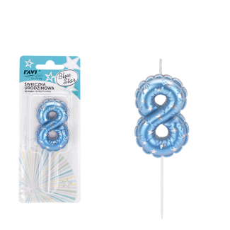 Świeczka urodzinowa BLUE STAR Cyferka 8 72042
