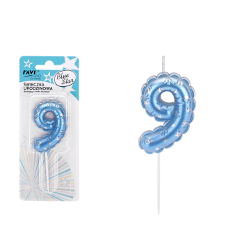 Świeczka urodzinowa BLUE STAR Cyferka 9 72043
