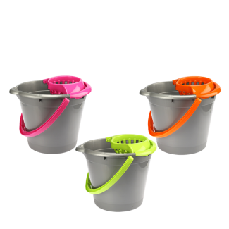 Wiadro 12L z wyciskaczem DARK NEON 31390 srebrne