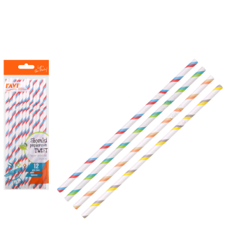 NJB Słomki papierowe łamane TWIST 12szt 20343