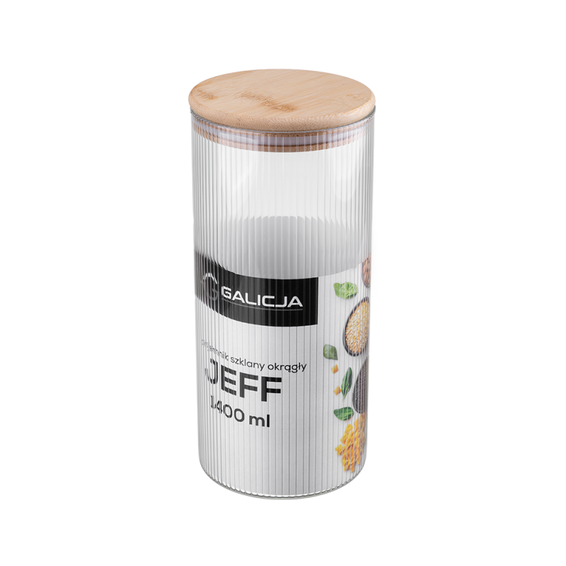 Pojemnik szklany okrągły JEFF 1400 ml 38526 J