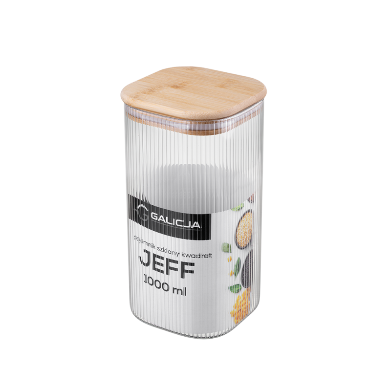 Pojemnik szklany kwadrat JEFF 1000 ml 38540 J