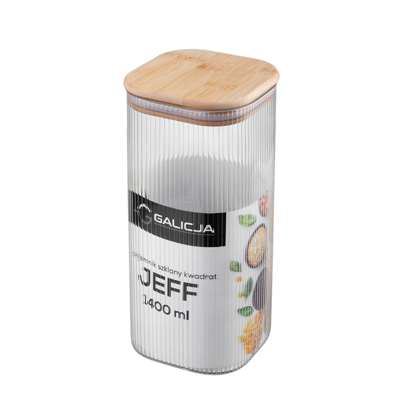 Pojemnik szklany kwadrat JEFF 1400 ml 38557 J