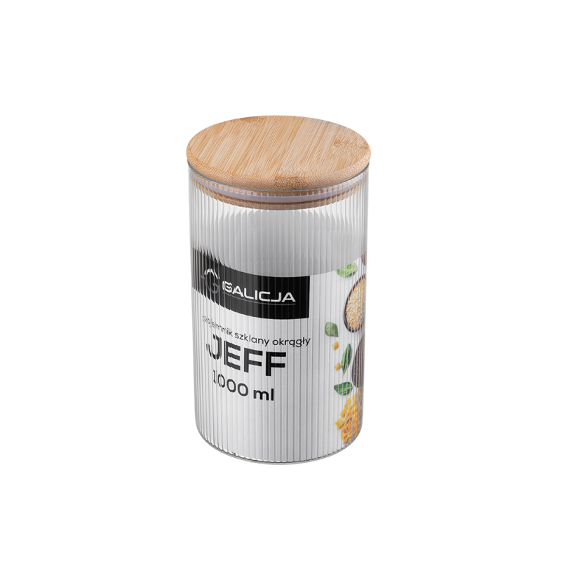 Pojemnik szklany okrągły JEFF 1000 ml 38519 J