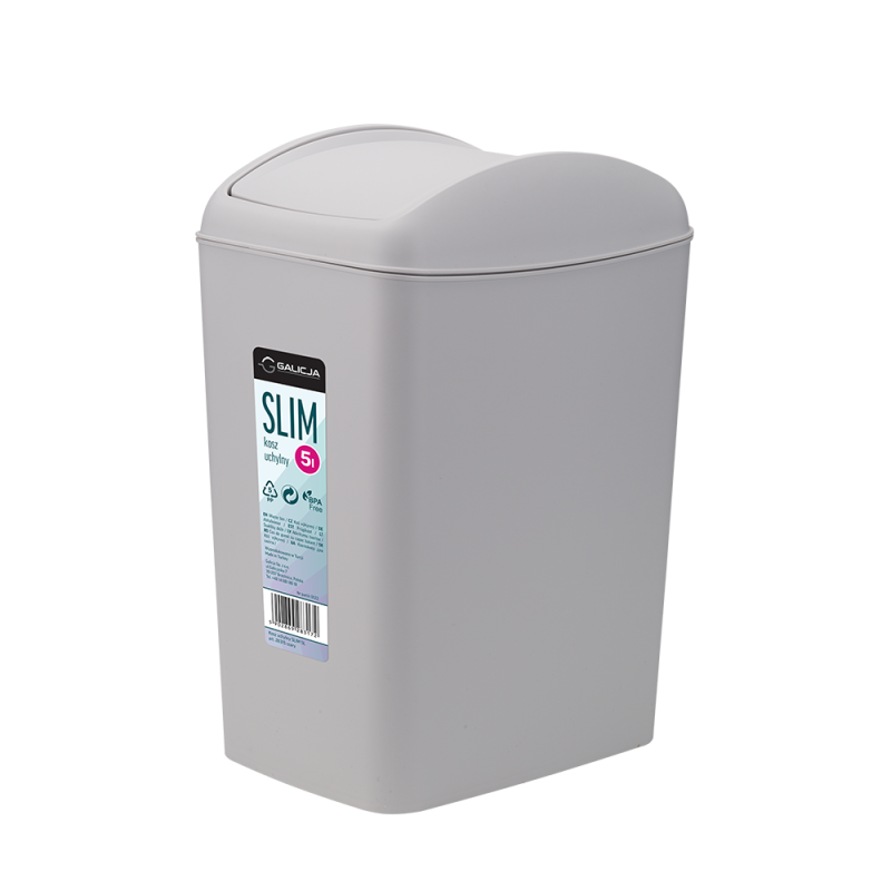 Kosz uchylny SLIM 5L szary