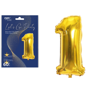 LGP Balon foliowy 60 cm CYFRA 1, 22126 złoty