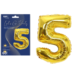 LGP Balon foliowy 60 cm CYFRA 5, 22130 złoty