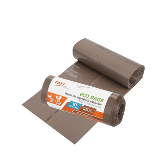 Worki do segregacji odpadów ECO BAGS 120L brązowe 10 sztuk RAVI