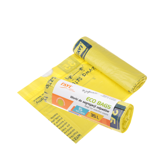 Worki do segregacji odpadów z taśmą ECO BAGS 35L żółte 15 sztuk RAVI